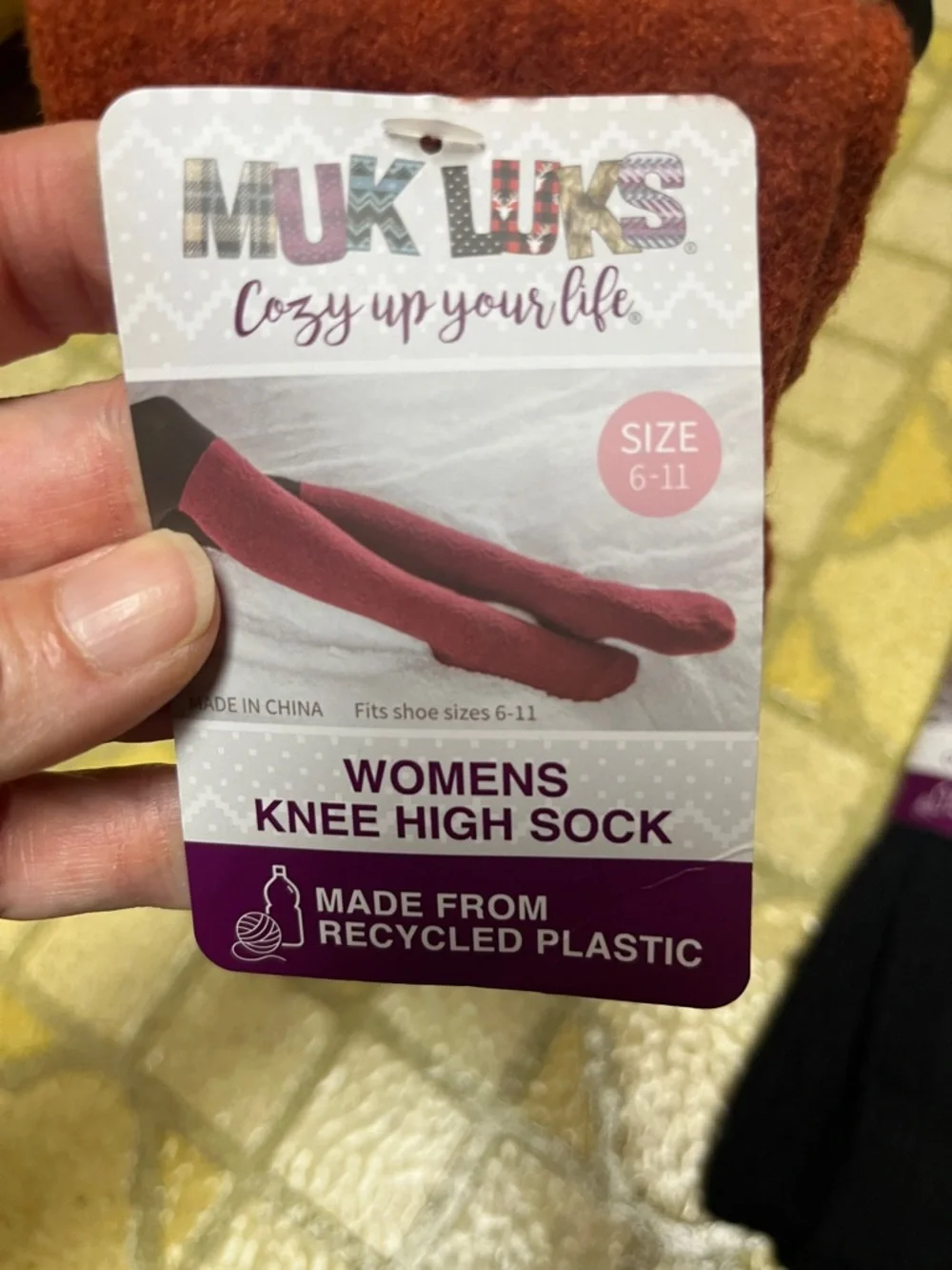 2 New Muk Luks Over The Knee Socks in Black and Orange - Picture 2 of 13